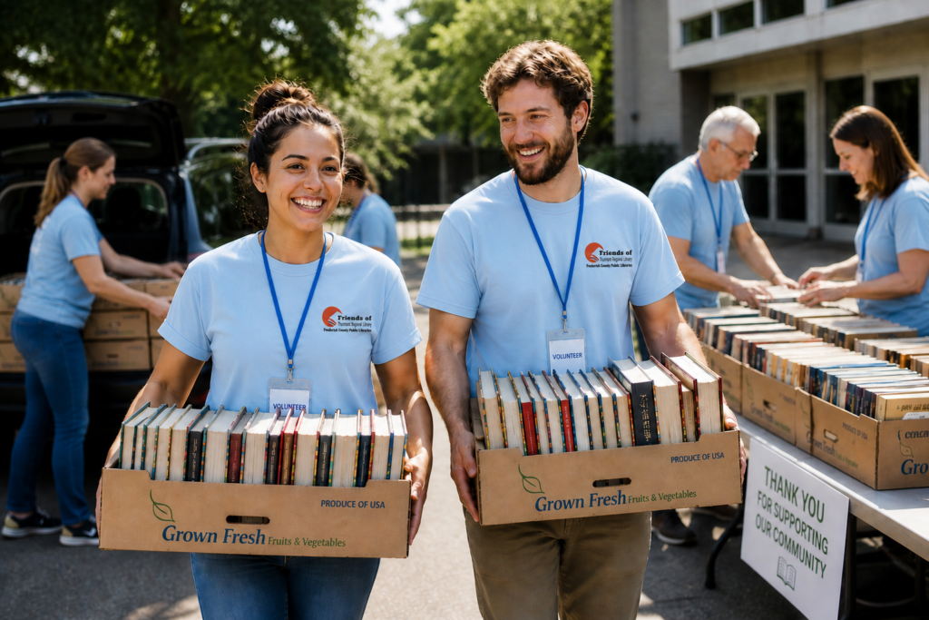 Volunteers Carrying Books